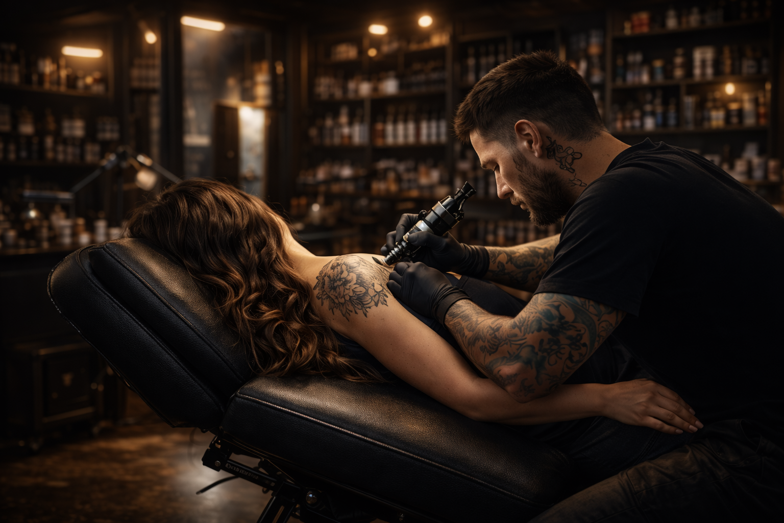 Tatuador em ação